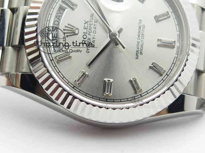 MiroTime 0423 Unisex Day Date 40mm SS BP Maker Best Edition Silver Dial Diamond Markers On SS Bracelet ETA 3690